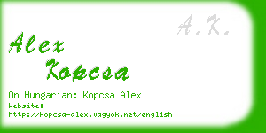 alex kopcsa business card